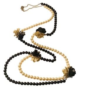 Bala Booste France Pais Necklace signed Pearl Flower Statement beaded Y2K Chain